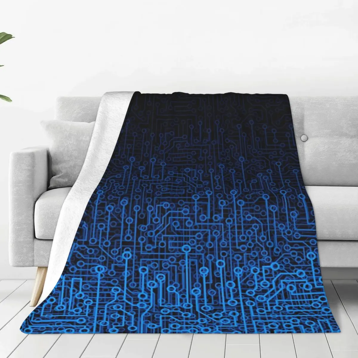 Reboot III Blue Computer Circuit Board Pattern Blanket Flannel Sofa Throw Blankets For Home Bedroom Throws Bedspread Quilt