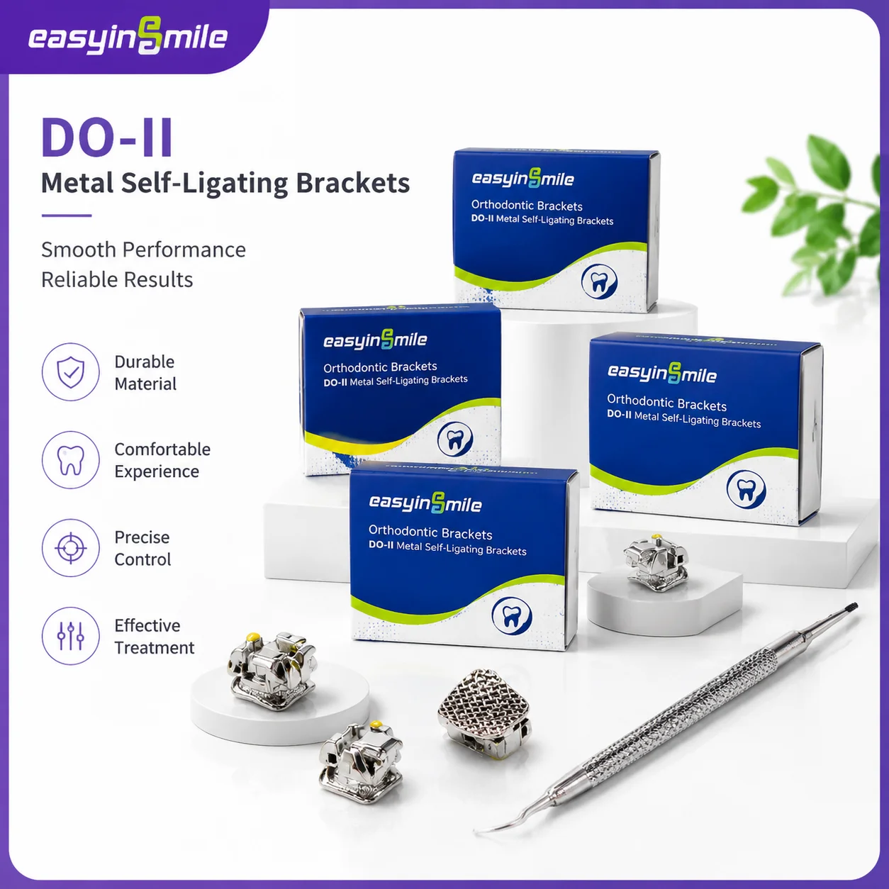 100pcs/5pack Easyinsmile Dental Material for Metal Orhto mini Bracket Roth/MBT 022 3/345  Mini Braces Self Ligating