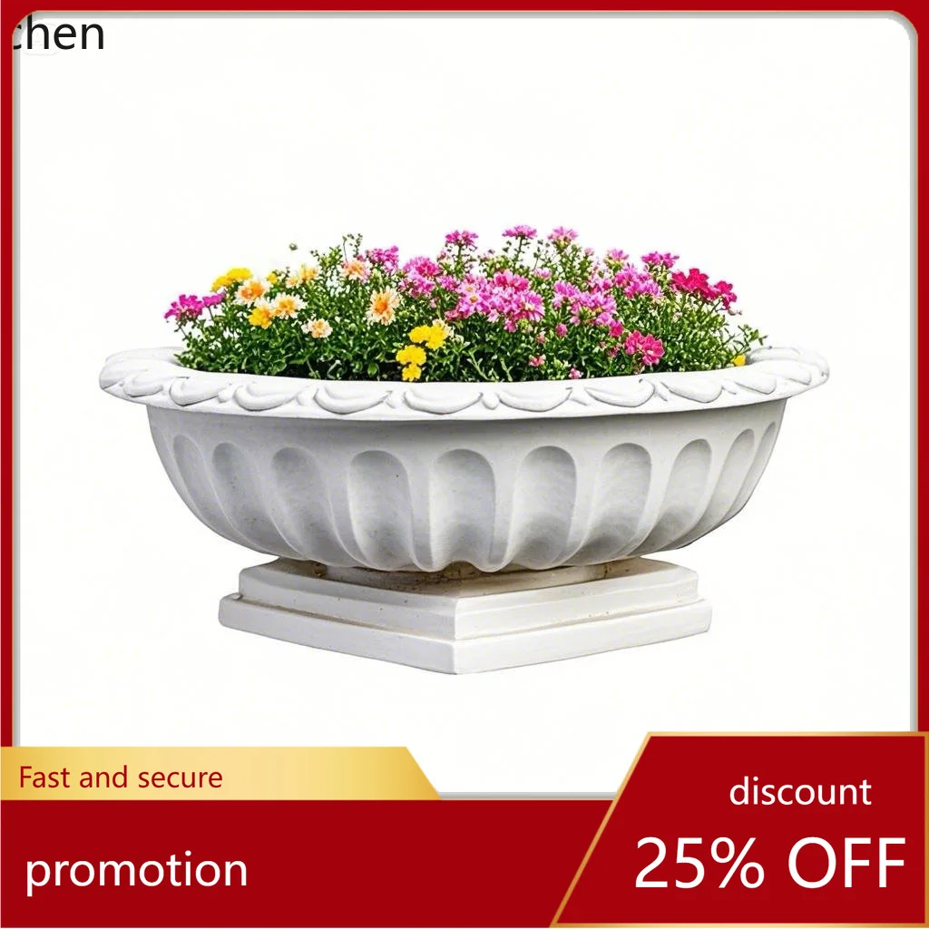 

HT Courtyard Landscaping Low Foot Flower Pot Courtyard Villa Landscape Decoration Ornament Craft