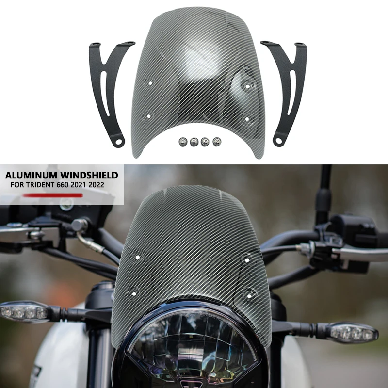 Fit For Trident 660 Trident660 2021 2022 Aluminum Motorcycle Wind Screen Shield Deflector with Bracket Front Windshield Carbon