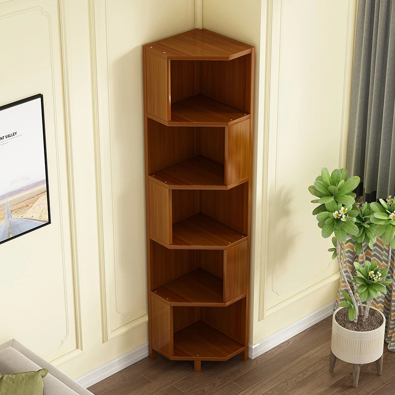 PQF Wall-Mounted Simple Corner Triangle Cabinet Bookshelf and Storage Shelf Floor Standing Storage Cabinet