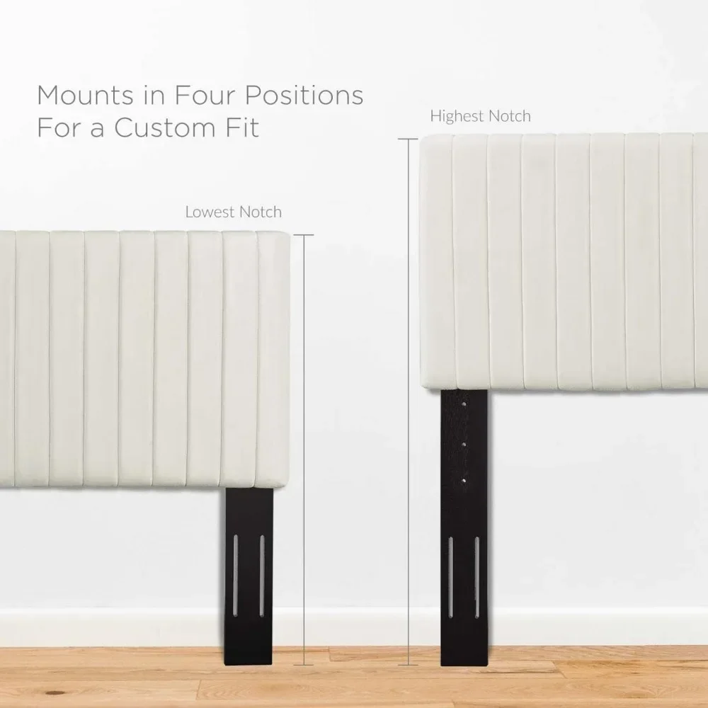 لوح رأس كينج منجد مخملي الأداء معنقدة من قناة Keira في أسرة عاجية لإطارات أريكة سرير غرفة النوم ورؤوس رأس سرير الملكة #6