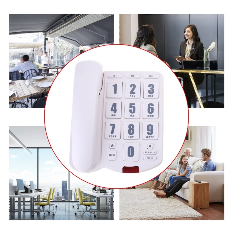 DN59 PK3000 Landline Phone Corded Desk Telephone with Large Buttons Loud Ringer Redial Memory for Seniors Desk Phone