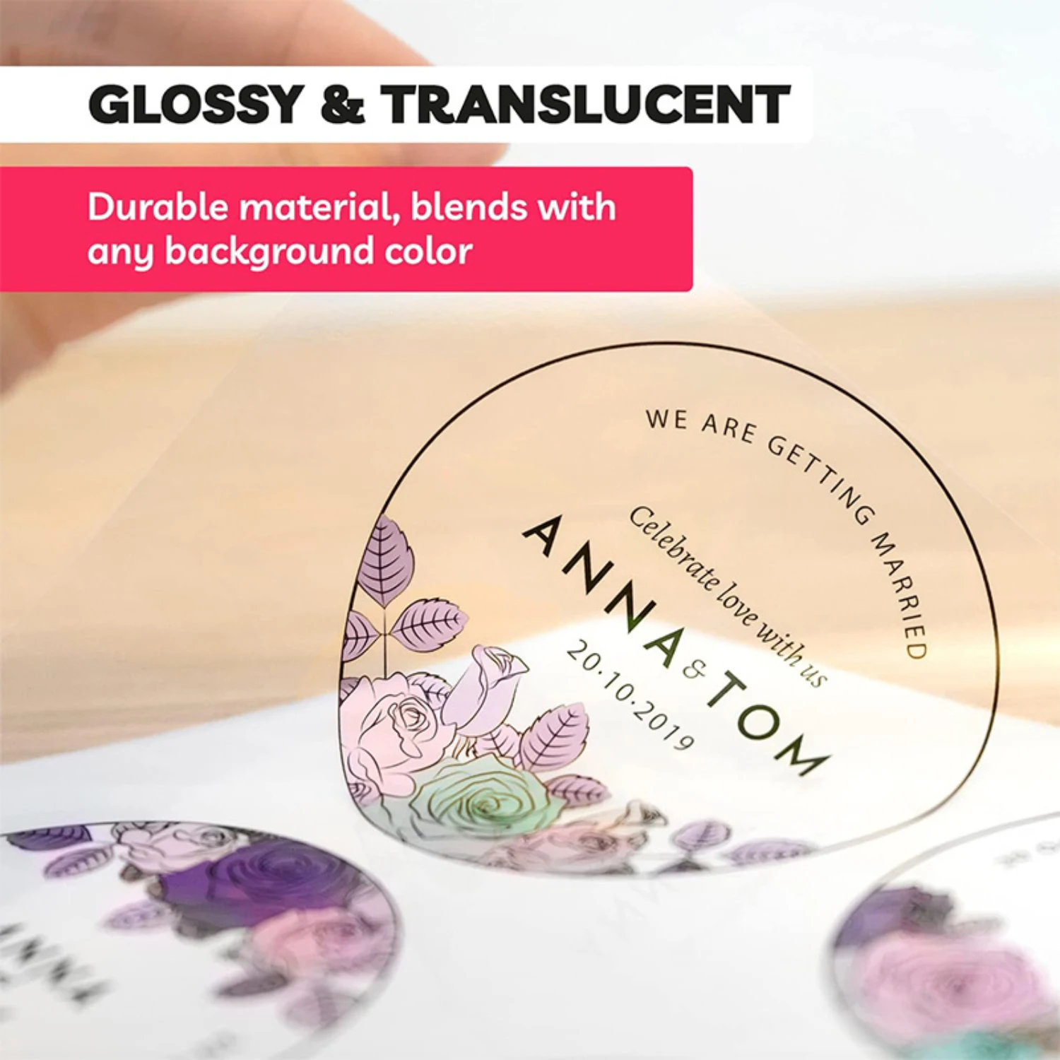 Impermeável imprimível vinil adesivo papel, papel adesivo claro, 100% transparente, A4, impressora jato de tinta a cores, 20pcs