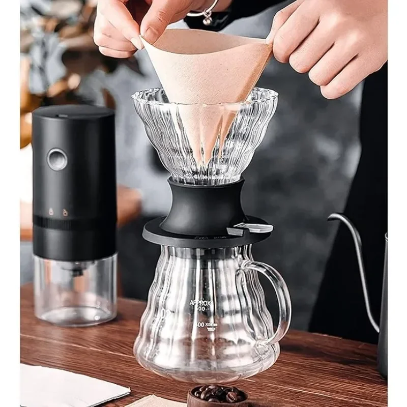 Reusable Immersion Coffee Dripper and Filters Glass Hand Brewing Coffee Maker Filter for Home Office Restaurant Coffee Shop Use
