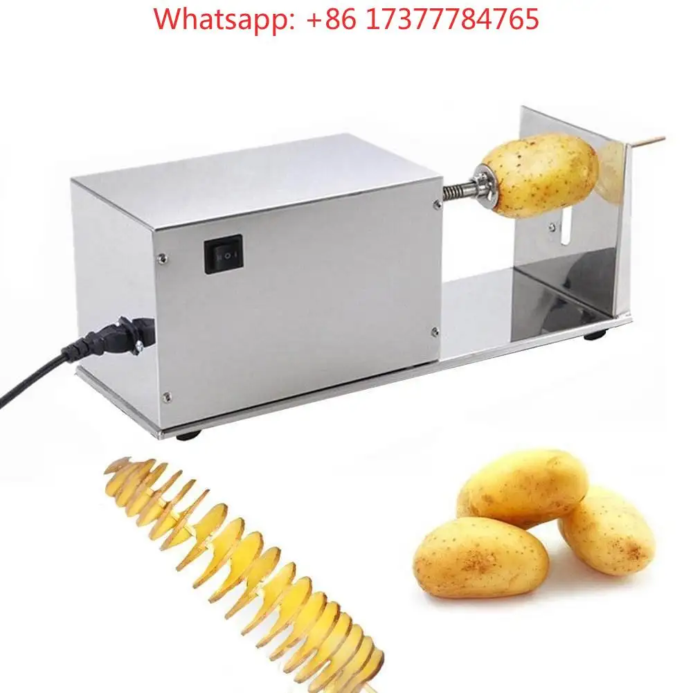 Stainless steel small electric twister tornado potato slicer safety efficiency vegetable cutter potato tower making machine