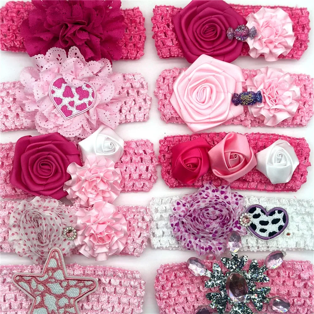 30/50pcs Valentine's Day Pet Dog Bowties Necktie Elastic Band Pink Flowers Dogs Bow Tie Dog Accessories Bow Tie Pet Supplies