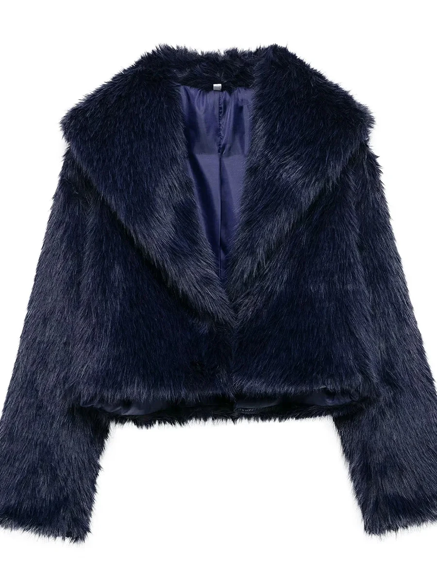 TWOTWINSTYLE ฤดูหนาวเสื้อแจ็คเก็ตสั้นผู้หญิงแขนยาว Patchwork Faux FUR Coat หญิงแฟชั่นสไตล์เสื้อผ้า