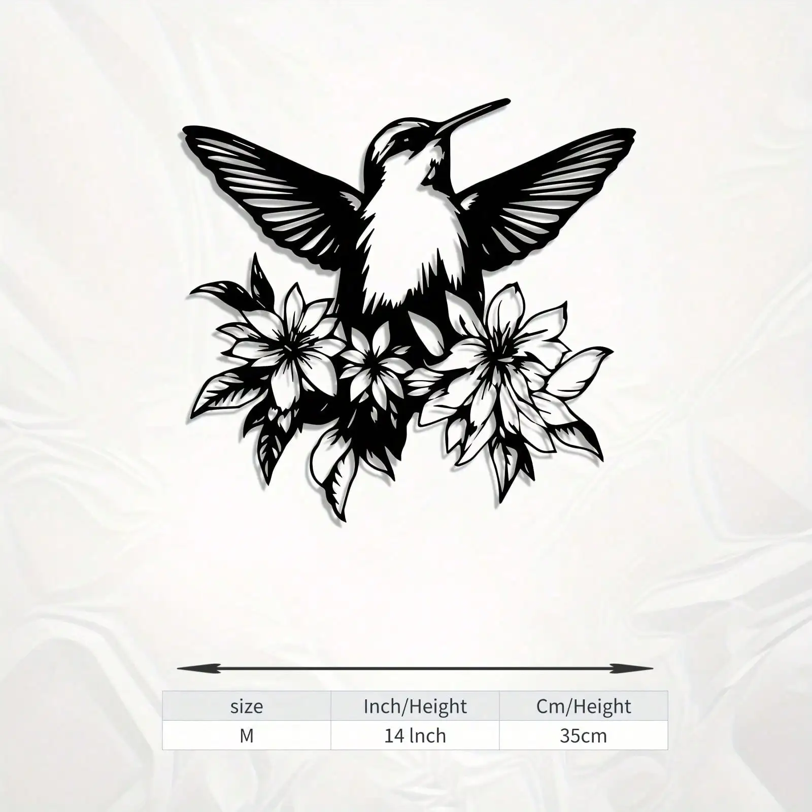 CIFbuy Hummingbird Flower Metal Wall Art Weather Resistant Iron Sculpture Mural For Indoor Outdoor Fence Patio Garden Decor