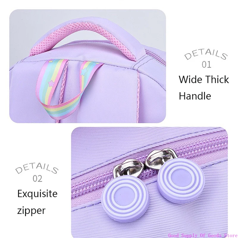 Sacs à dos pour enfants, couleur Macaron, cartable d'école pour filles, sac à dos pour adolescents, mignon sac d'école à pochette Multiple et pendentif arc-en-ciel