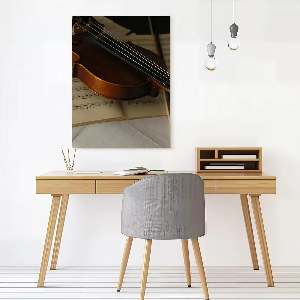 Violin and Sheet Music Still Life Poster Customizable Printed Canvas Painting for Pictures Wall Art Room Decoration Aesthetic