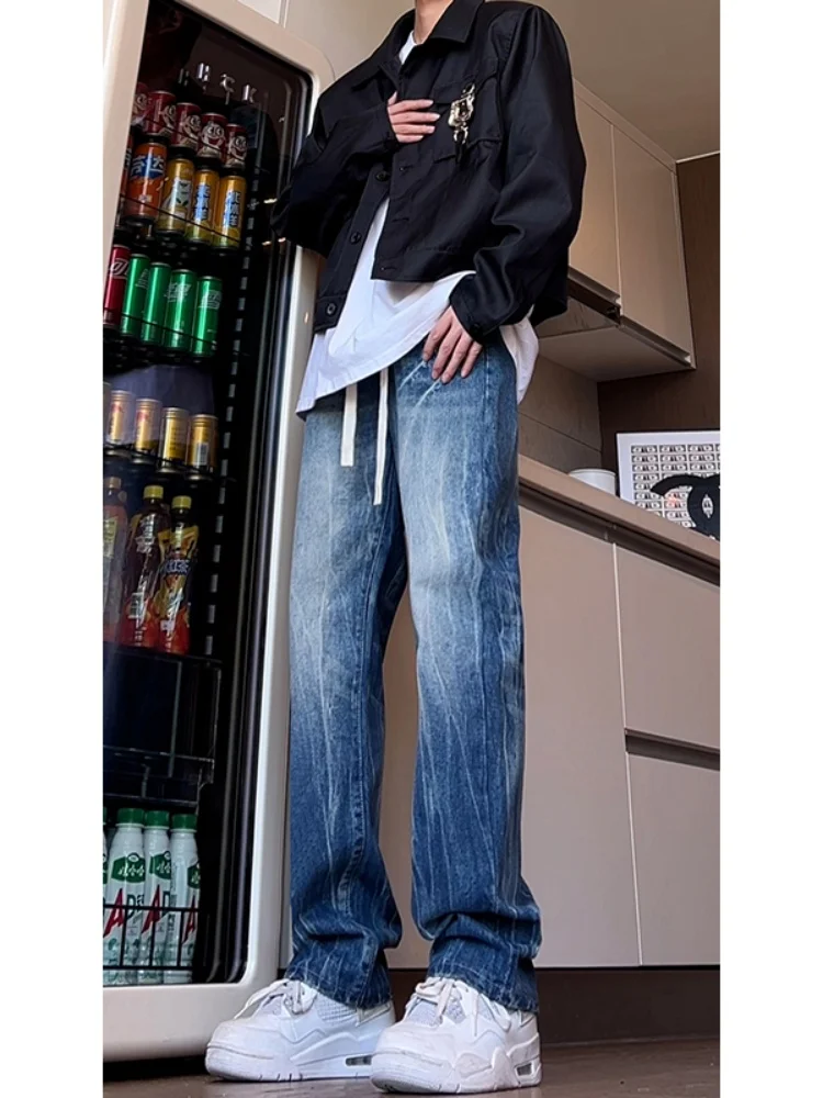 

Мужские джинсы Waed American Sle, свободные брюки прямого кроя, весенне-осенние, модные, износостойкие, из смеси хлопка и полиэстера