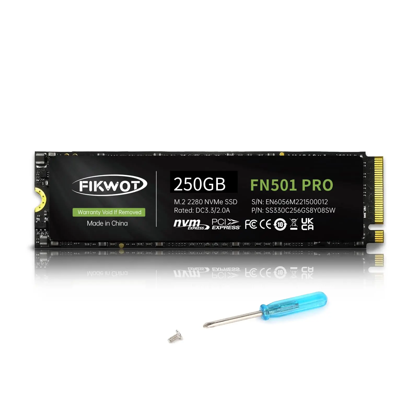 Fikwot FN501 Pro NVMe SSD - M.2 2280 PCIe Gen3.0x4 Internal Solid State Drive, Up to 3,500MB/s, SLC Cache 3D NAND TLC, Compatibl