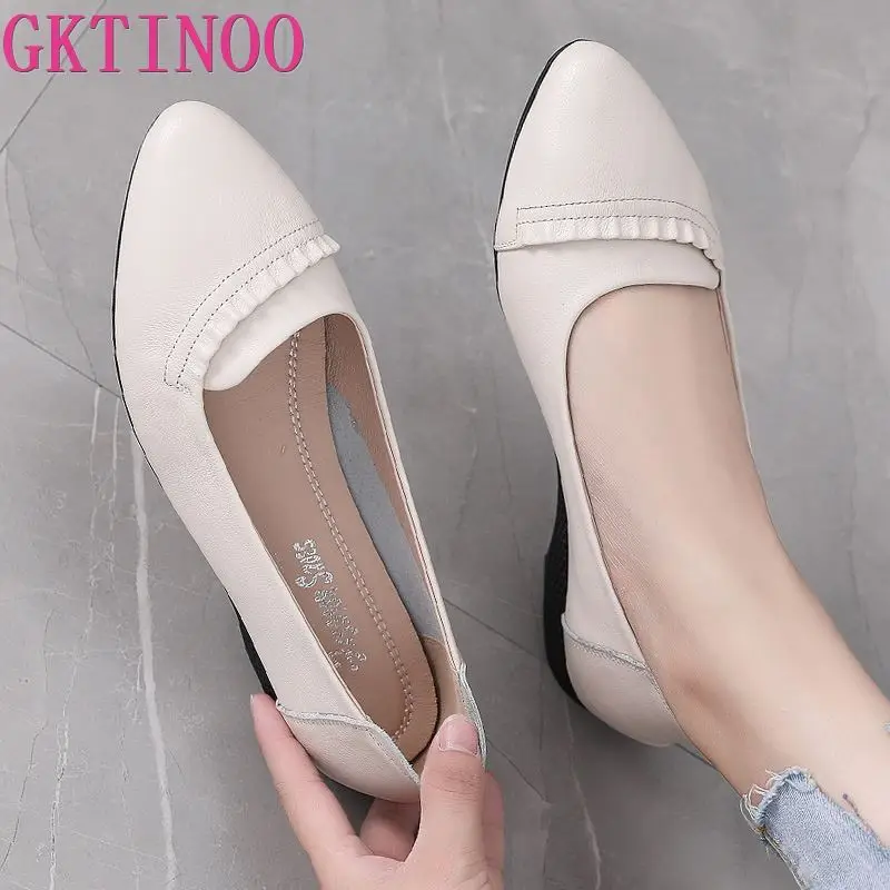 Women Shoes Casual Genuine Leather Spring 2024 New Soft-soled Lightweight Mother Shoes Large Size 35-43 Flat Shoes For Ladies