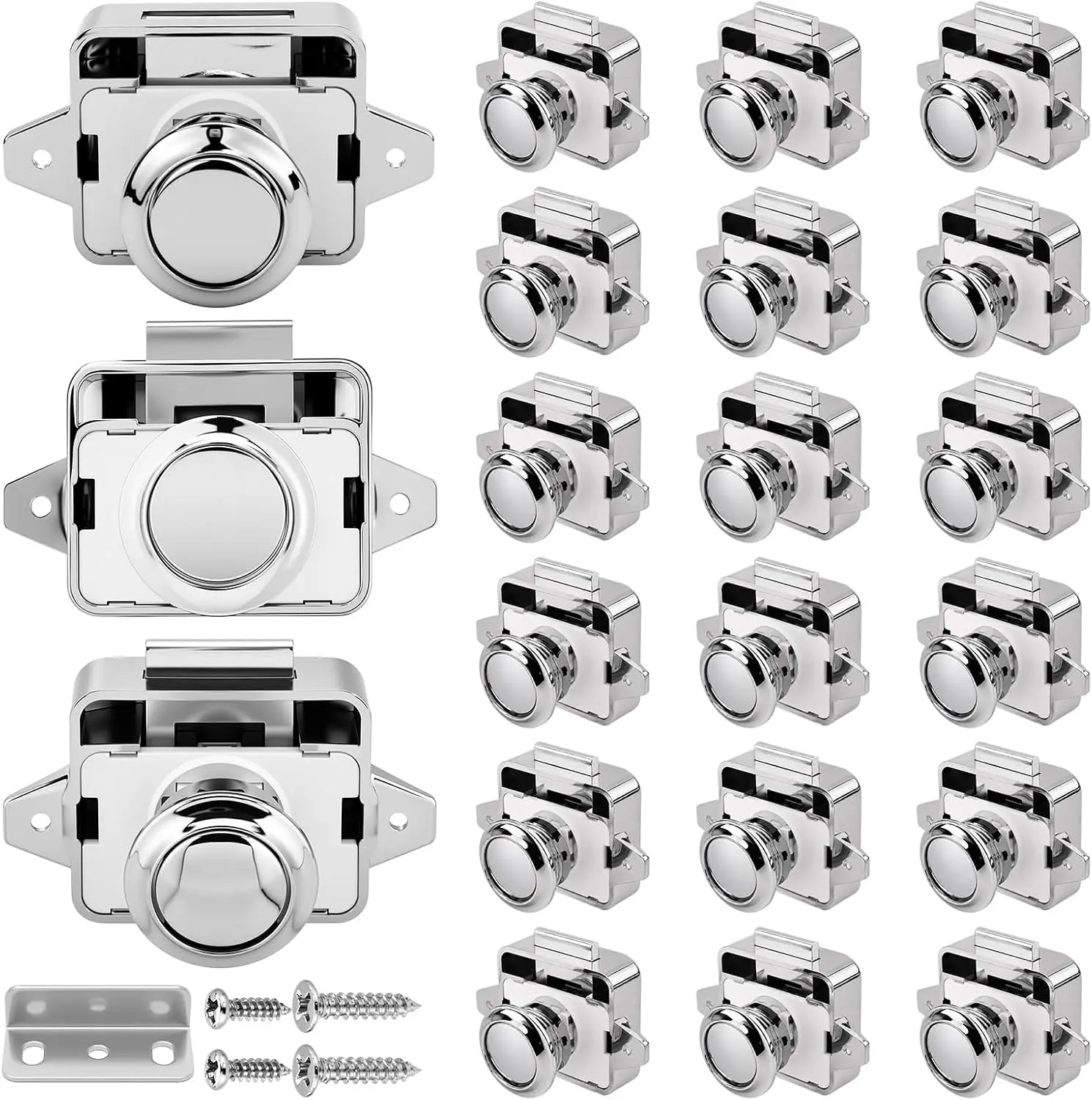 20 Pack Push Button Cabinet Latch Marine RV Boat Drawer Lock