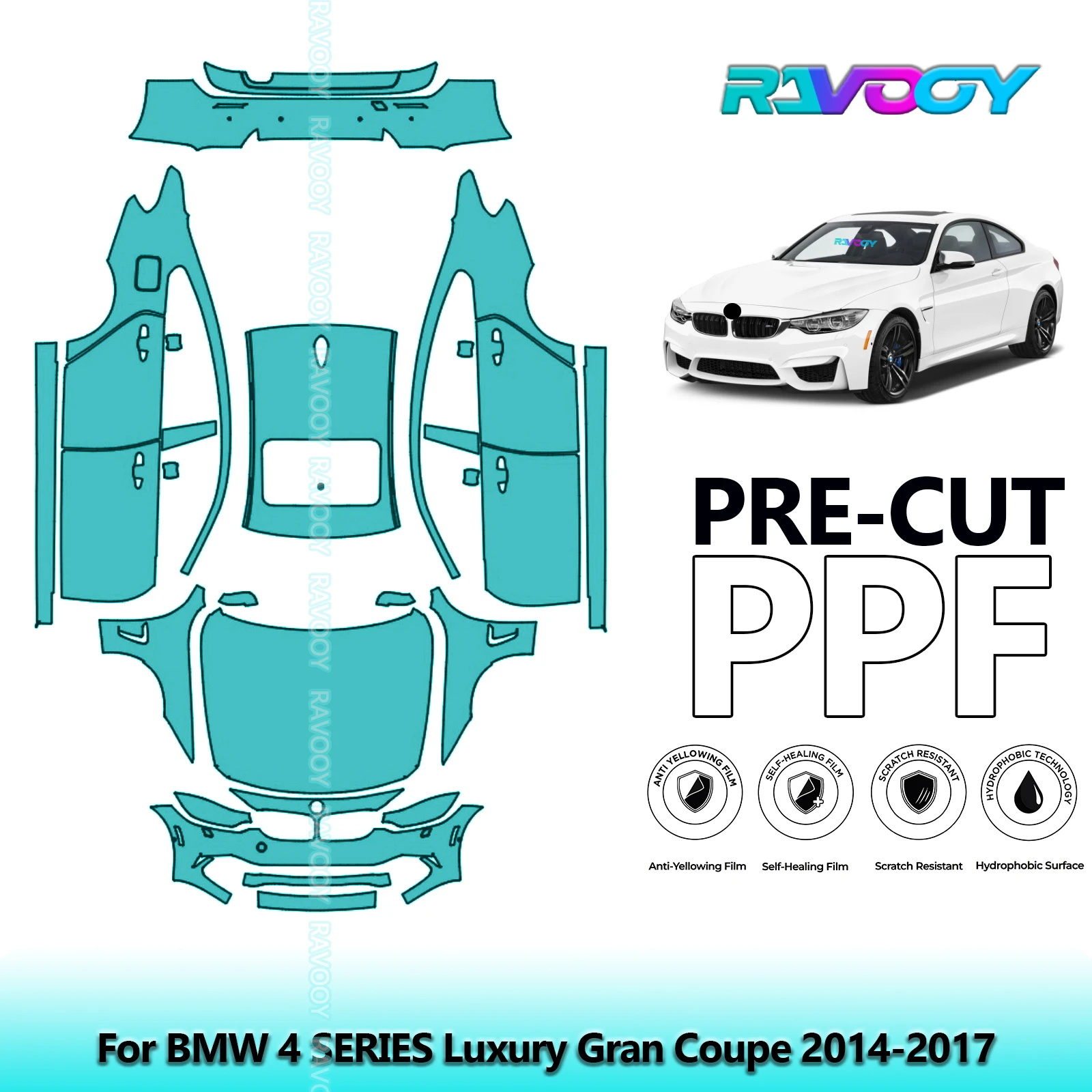

Для BMW 4 серии Luxury Gran Coupe 2014-2017 8,5 Mil предварительно вырезанный комплект PPF полная защитная пленка для краски автомобиля