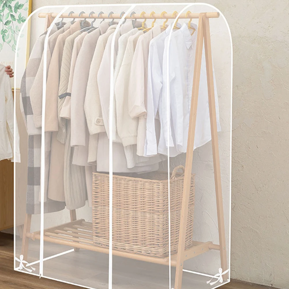 

Transparent Garment Double Rod Structure Waterproof Dust-Proof Protector For Home Hotel Use Clear Clothing Rack Cover Pvc