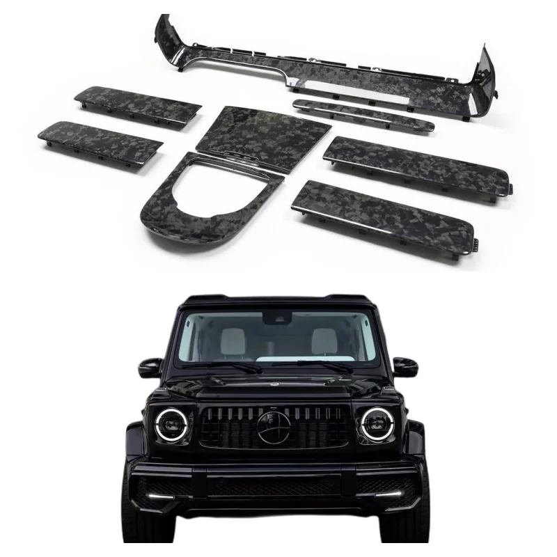 Carbon Door Panel Dashboard Trim Replacement 8 PCS for Mercedess-Benzs G Class AMG G63  W464 Forged  Carbon Fiber Interior Trim