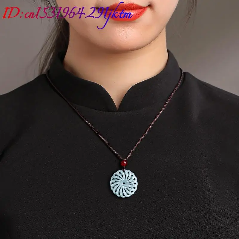 ميانمار الجاديت زهرة قلادة قلادة حجر فاخر البورمية اليشم سحر هدايا للنساء الأحجار الكريمة الطبيعية التعويذات خمر #4