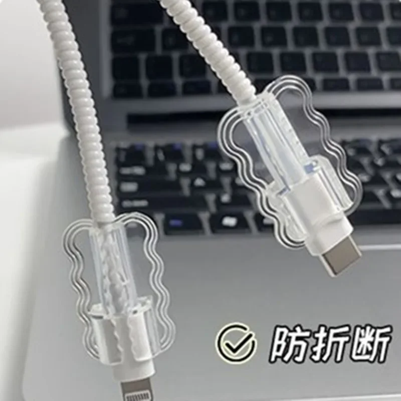 2 pçs protetor de cabo de dados mangas transparente anti-quebra cabo saver flexível capa de gerenciamento de cabo para android iphone