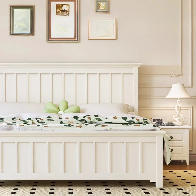 American light luxury white all solid wood, creamy wind 1.8 meters master bedroom double, modern simple 1.5 meters storage