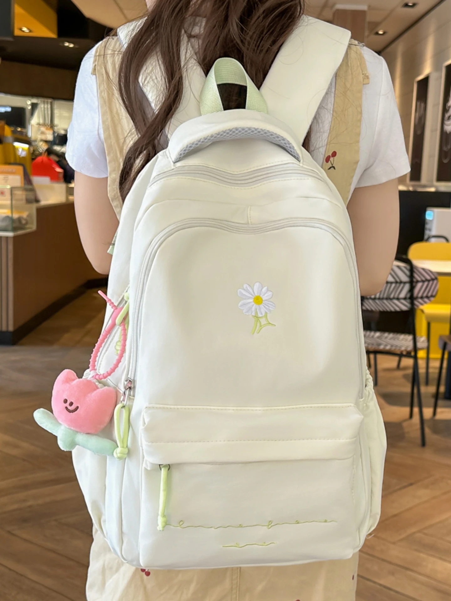 elegant-daisy-embroidery-backpack-large-capacity-simple-style-for-middle-school-girls-student-bag-with-water-bottle-holder