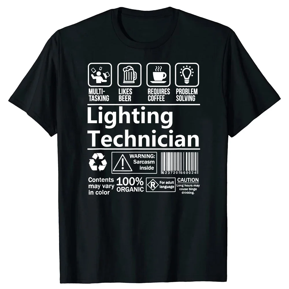 Funny Lighting Technician Multitasking T Shirts Graphic Cotton Streetwear Short Sleeve Birthday Gifts Summer Beer Coffee T-shirt