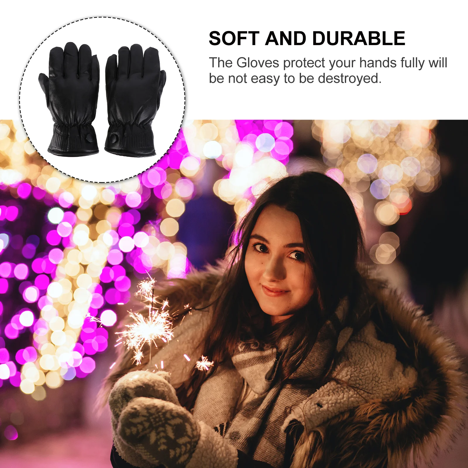 قفازات PU مضادة للكهرباء الساكنة، شتاء أسود دافئ للتزلج والمشي لمسافات طويلة والتسلق وحماية اليد الكاملة للأنشطة الخارجية