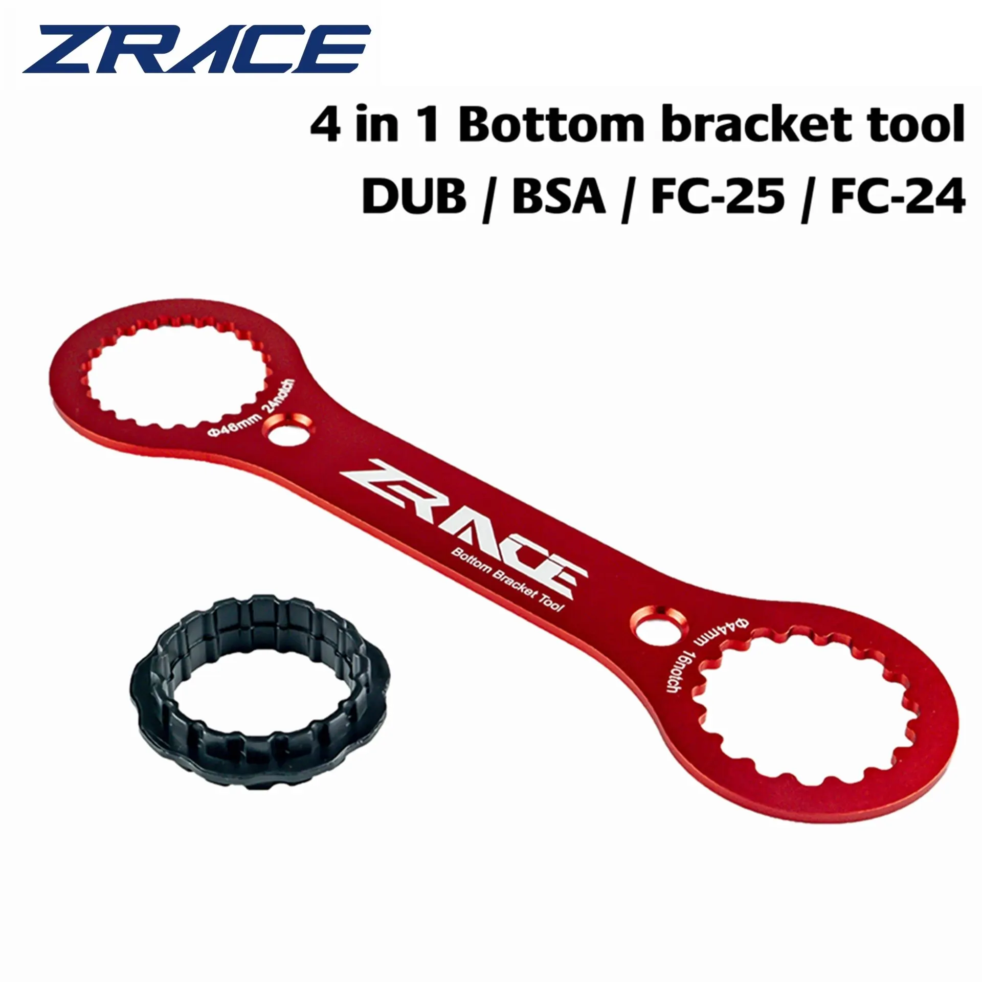 ZRACE 4 in 1 Bottom Bracket Wrench Tool , Compatible with SRAM DUB, SHIMANO BSA / FC-25 / FC-24, CNC AL7075 DUB-BSA