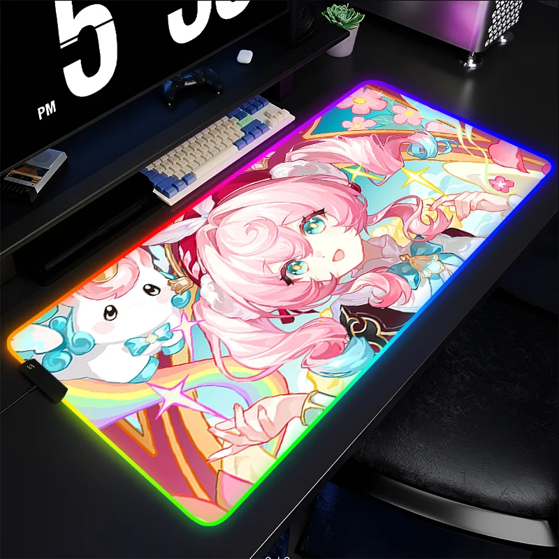 

RGB Mouse Pad Office Computer Anime Hyacine Desk Mat Honkai Star Rail Table Keyboard Pad LED Laptop Accessories Gaming Mousepad