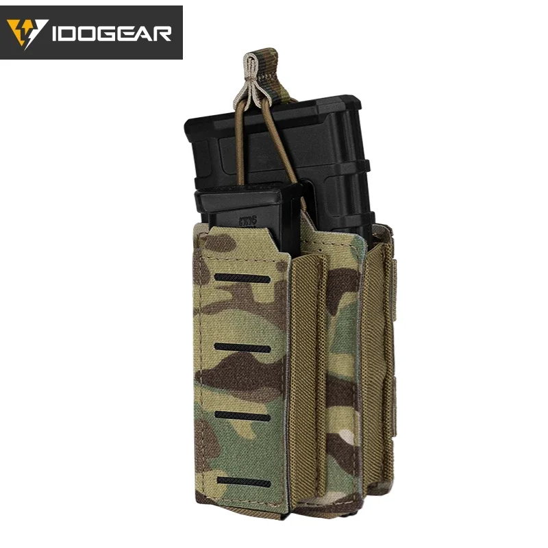 IDOGEAR Tactical LSR 9mm 556 Mag Pouch Double Mag Carrier MOLLE Pouch Laser Cut Sport 3569