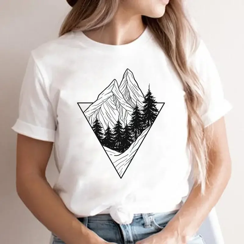 패션 만화 티셔츠 여성 90년대 트렌드 의류 티셔츠 여성 리버 뉴 마운틴 티 레이디 그래픽 탑 의류 반팔