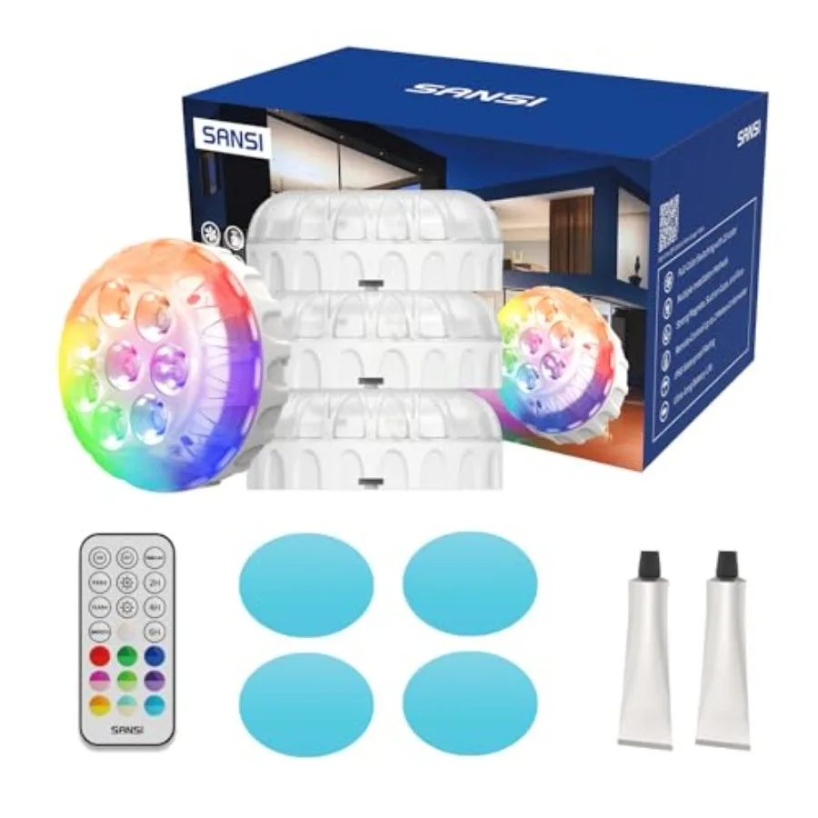 

LED Submersible Lights Pro 4 Packs with Remote, 20 RGB Color Changing Pool Lights for Above Ground Pools, with Magnets and Suct