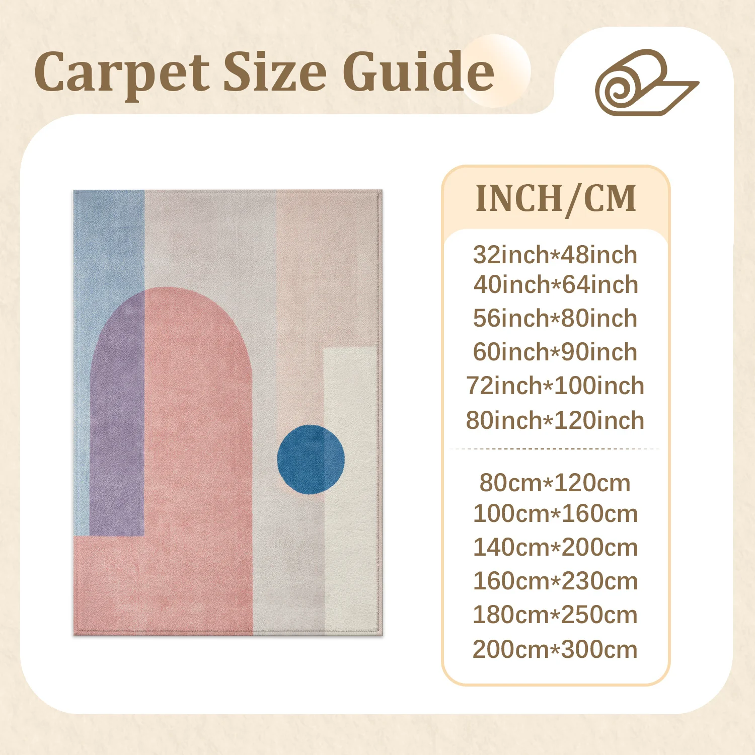 Large Indoor Area Rug, Soft Velvet Low Pile with Non-slip Dotted Backing, Machine Washable Modern Geometric Blush Pink & Light Blue Accent Rug for Living Room, Bedroom, Home Decor