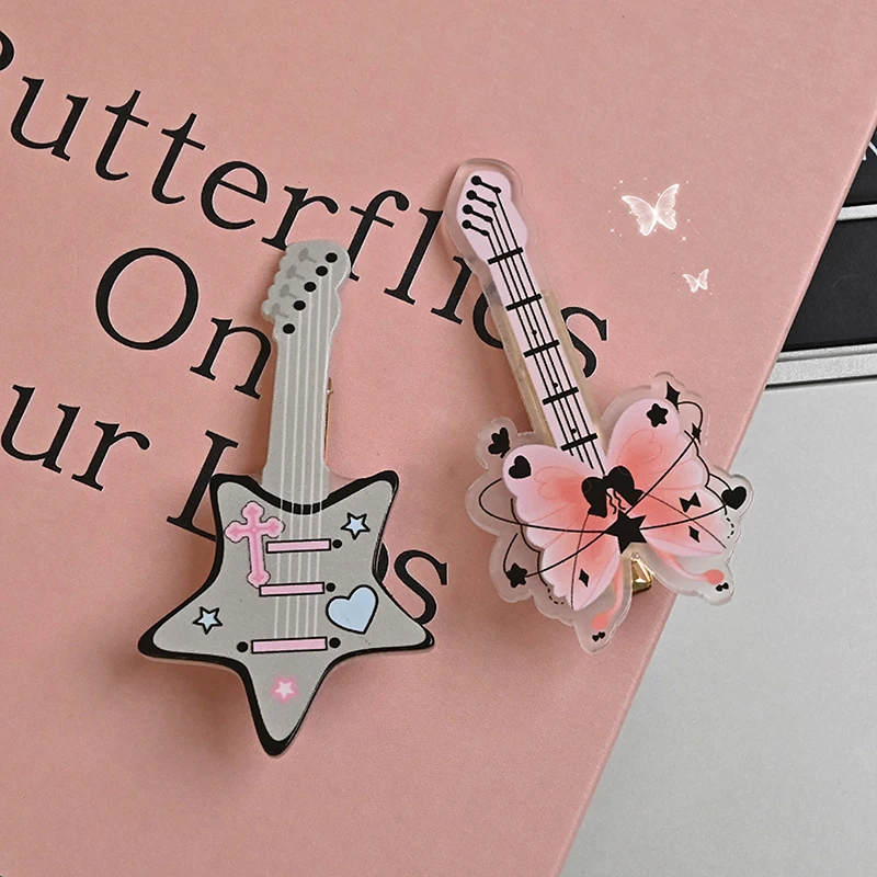 Creative Simulation Guitar Hair Clip Sweet Cool Bangs Hair Clip For Women Girls Funny Musical Instrument Hair Clip Gifts