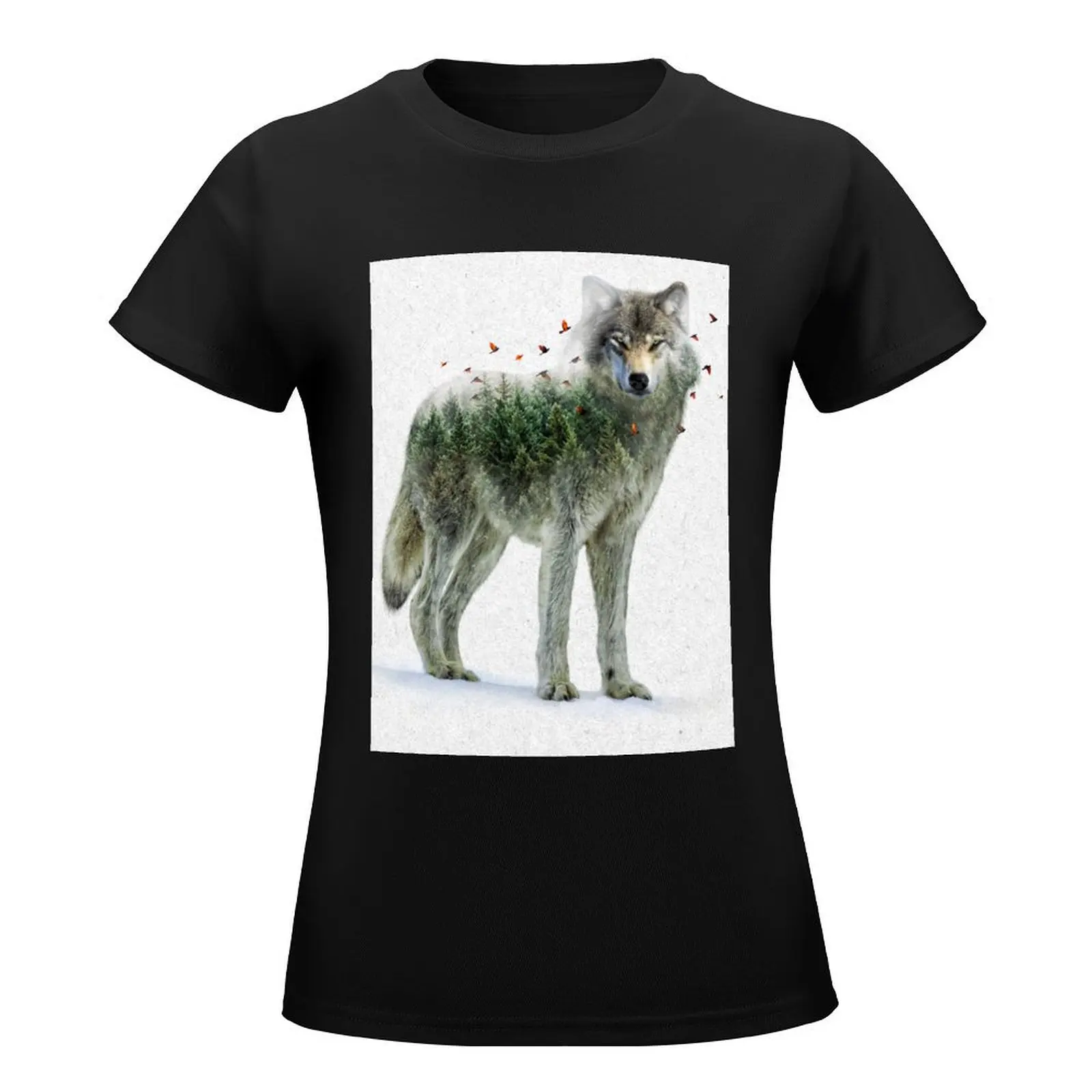 Wild I Shall Stay | Wolf T-Shirt aesthetic clothes summer tops oversized t shirts for Women