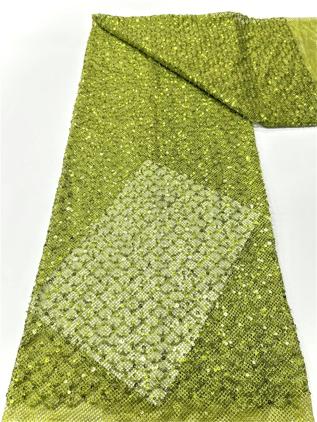 

Fashion Green Lace 2026 High Quality Mesh Sequins Embroidery Lace French Nigerian Beaded Lace Fabrics For Bridal Wedding Dresses