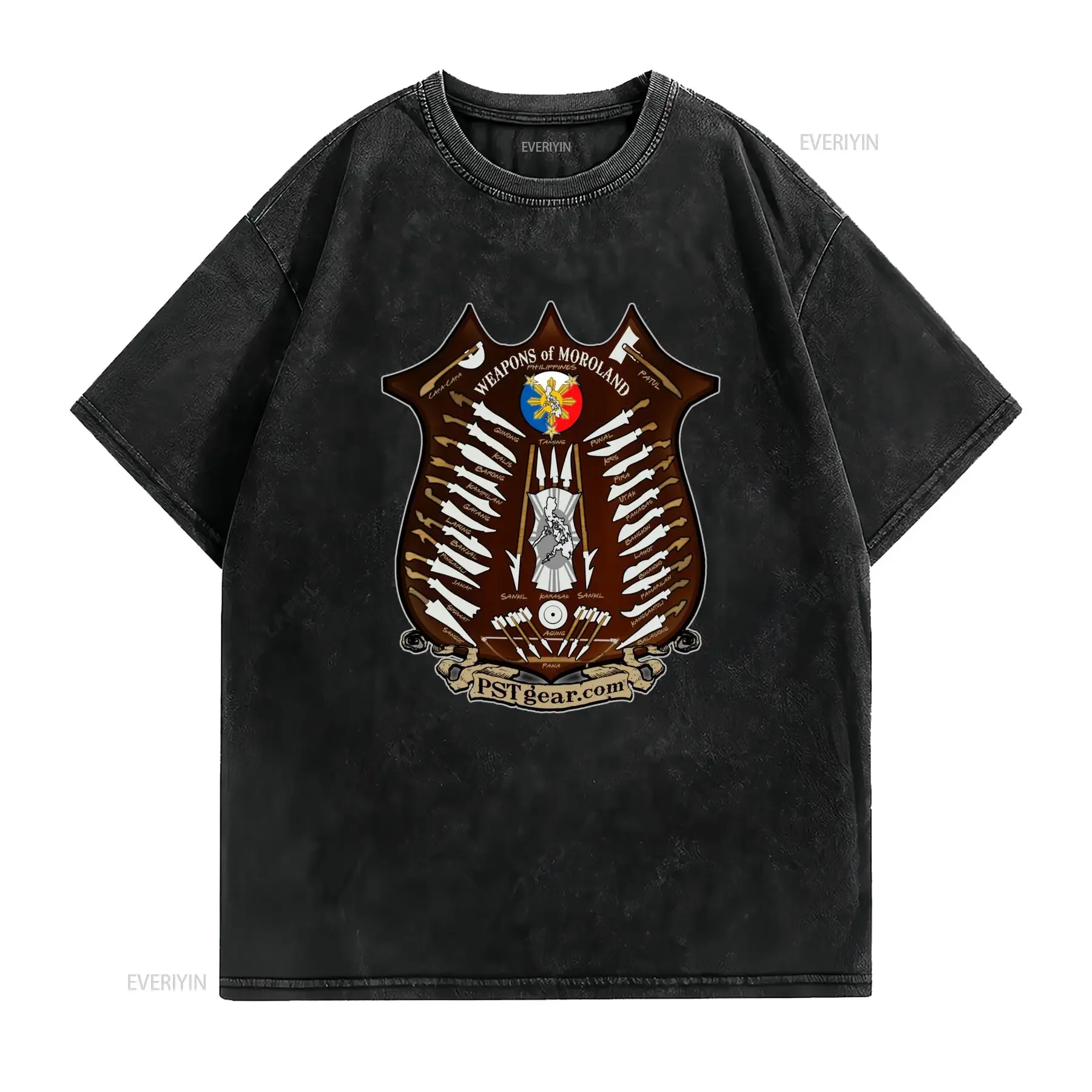 Philippines Filipino Weapons of Moroland Shield 3 Stars and sun T Shirt vintage Washed designer clothes Versatile Soft homme