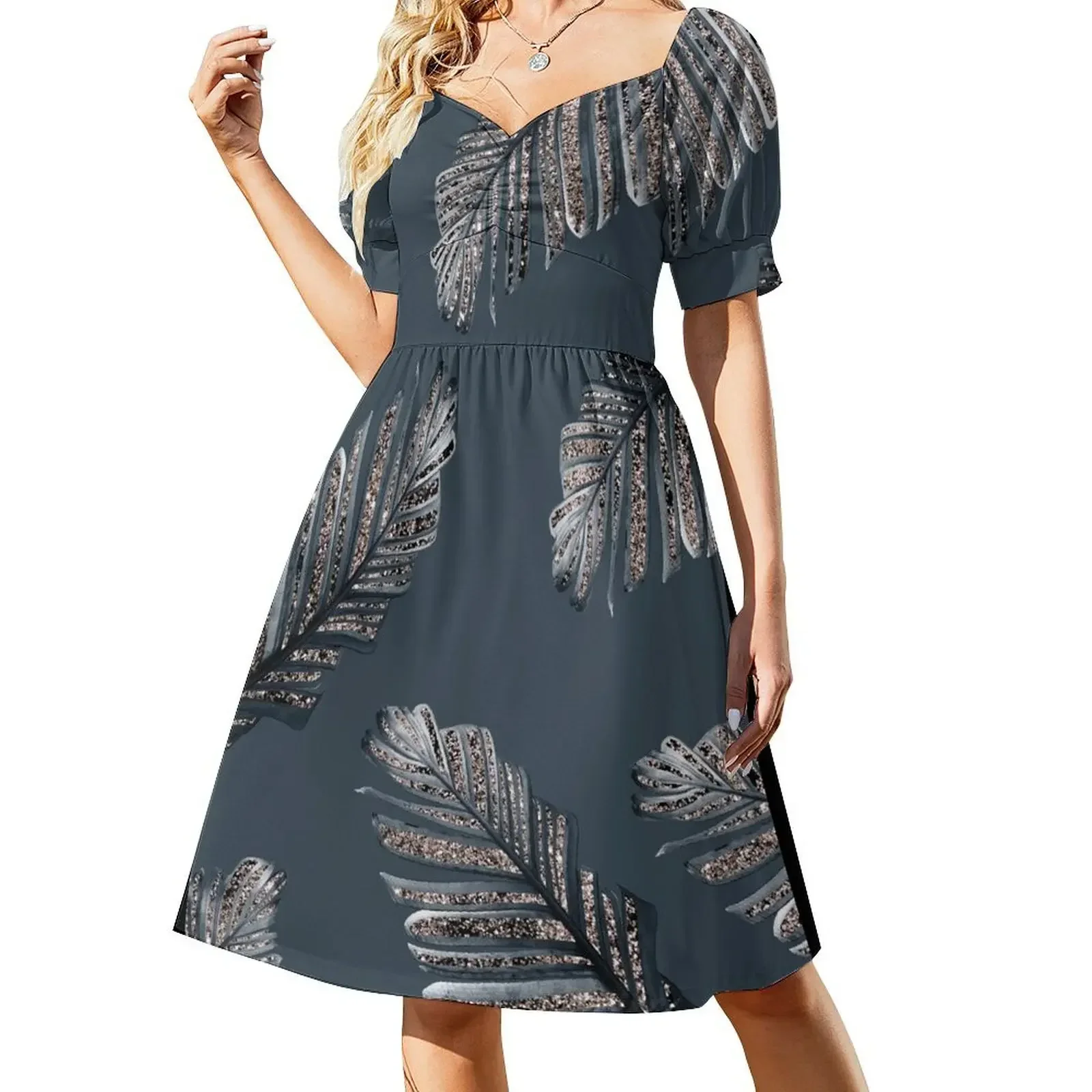 

Banana Leaves Rose Gold Glam #1 (Photo of Glitter Only - Not Reflective) Short-Sleeved Dress summer dress korean women Dress