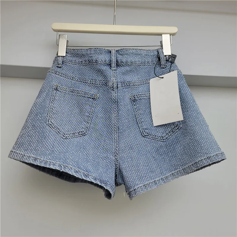 ANJY 2026 Summer New Women Fashionable Full Diamond Design Niche Denim Shorts Youthful Stylish Versatile Trendy Hot Pants A22558