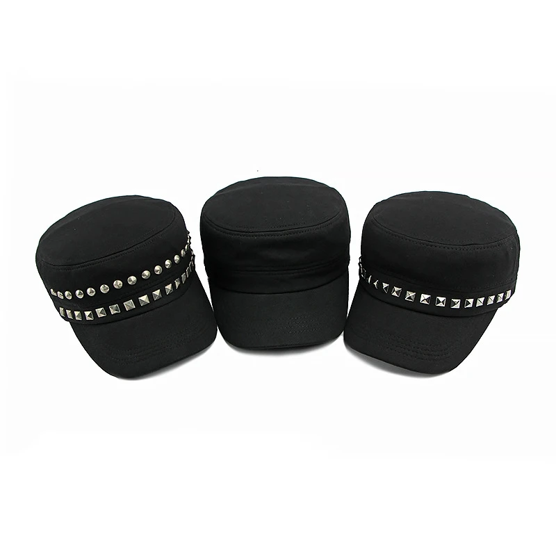 

2025 Four Seasons Casual Cotton Flat Top Hat Father Elderly Outdoor Sunscreen Sun-shading Baseball Cap Rivets Duck Tongue Cap