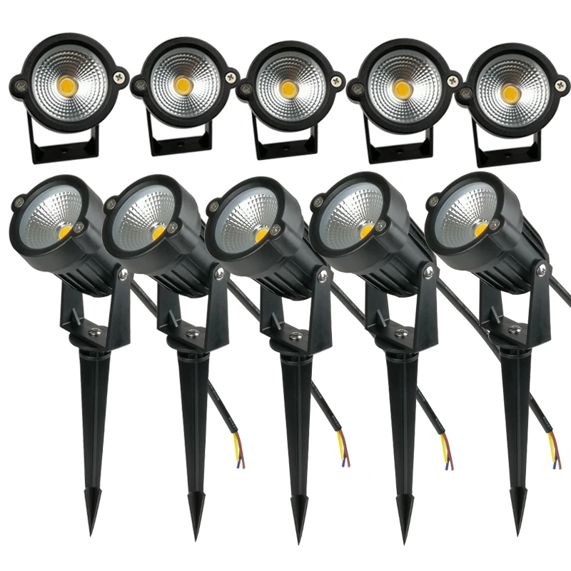 10 Pack 5W Outdoor Garden Landscape Light 220V 110V 12V LED Lawn Lamp COB Waterproof Lighting Led Light Garden Path Spotlights