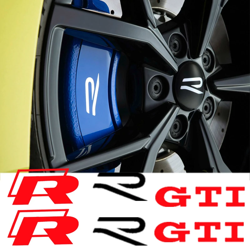 4pcs Car Caliper Sticker Tire Brake Cover Waterproof Film Body Decals for Rline R Line Golf 3 5 7 Polo Passat GTI