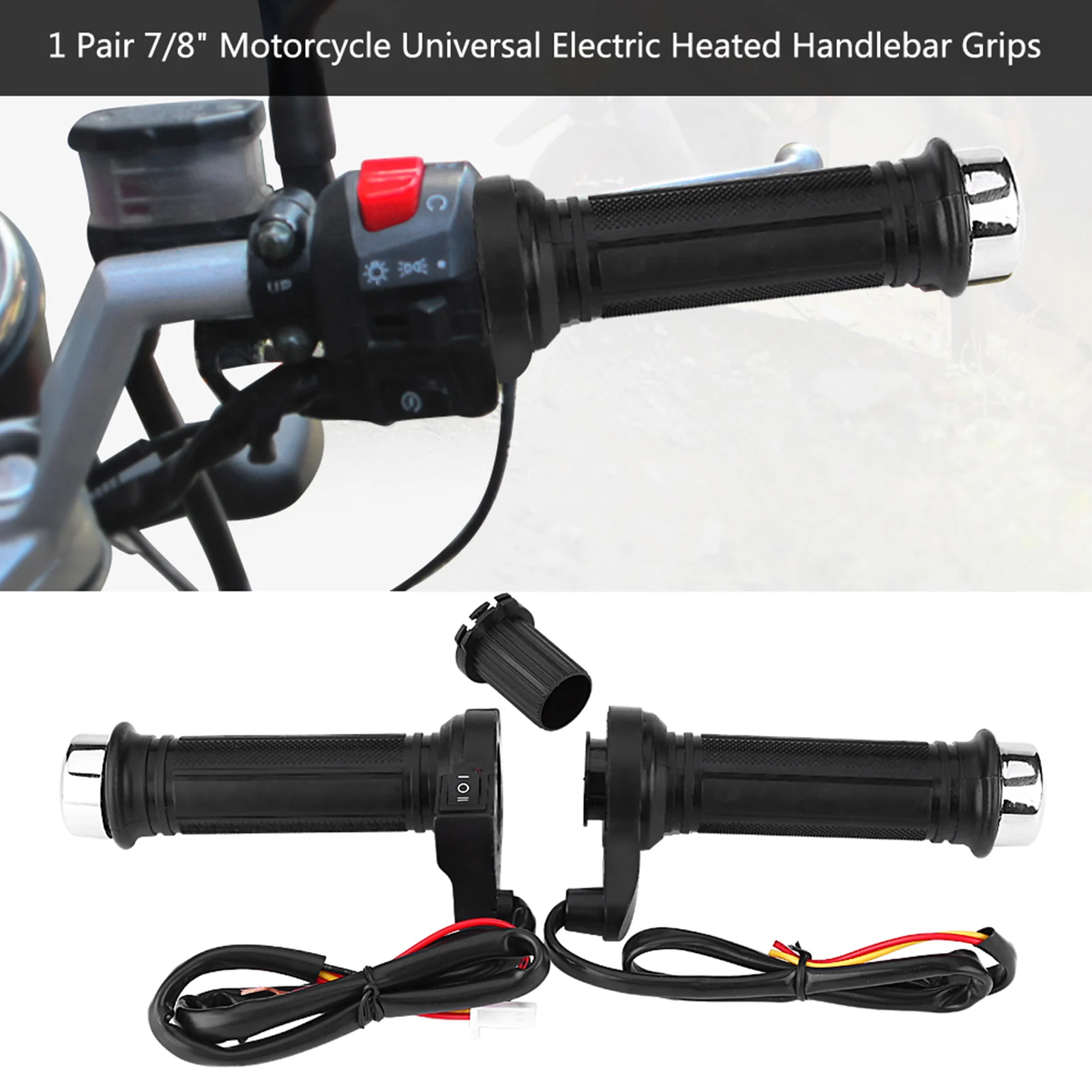 

Motorcycle Handlebar 1 Pair 22mm(7/8") Motorcycle Electric Hot Heated Warm Hand Grips Handlebar Motorcycle Hand Grips