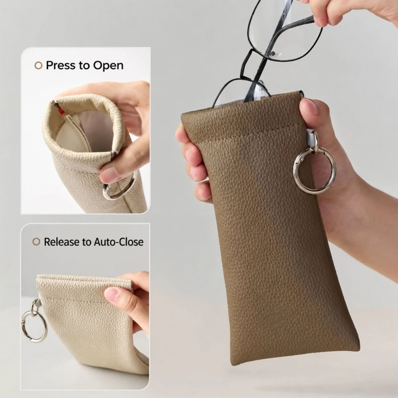 49ME One-Hand Opening SunGlasses Pouches with Metal Fasteners, 4 Pack for Travel