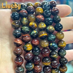 5A Quality For Jewelry Making Natural Three color tiger eye stone Smooth Beads DIY gift Crafts 15