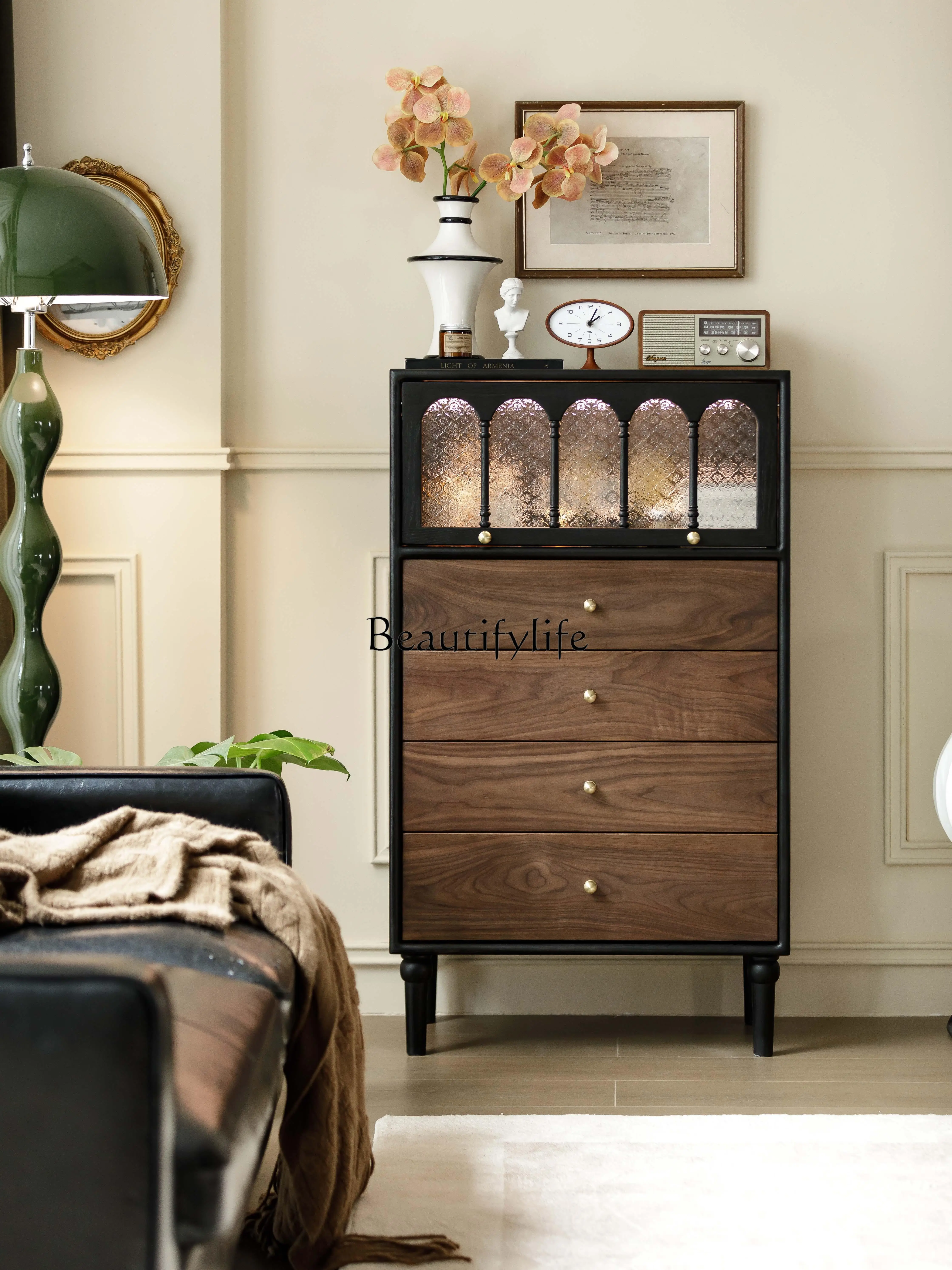 

Medieval French retro style black walnut chest