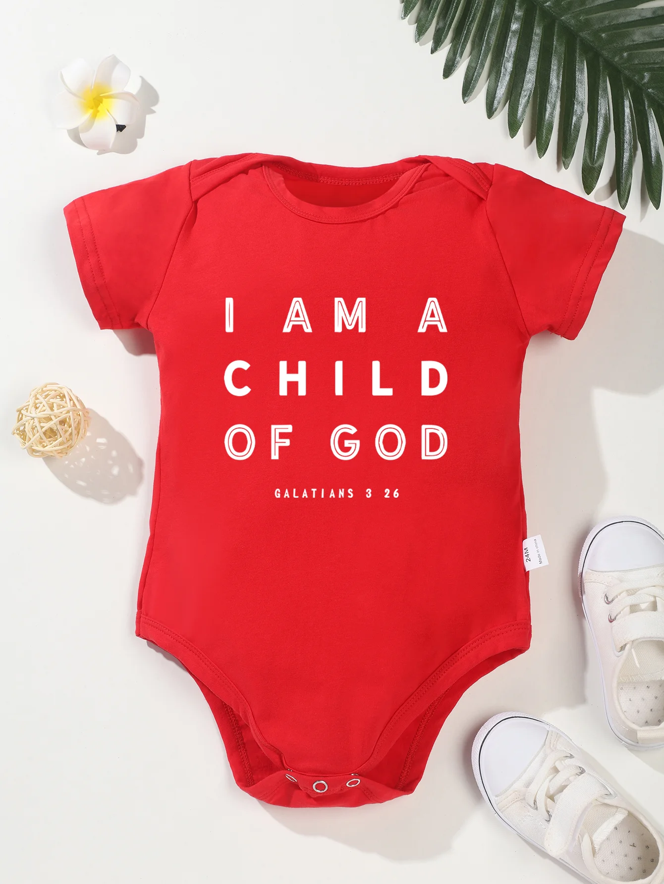 Trendy Clothes Baby Girl Boy Summer Jumpsuit I Am Child of God Printing Exquisite Infant Bodysuit Simple 0-24MSize Short Sleeve