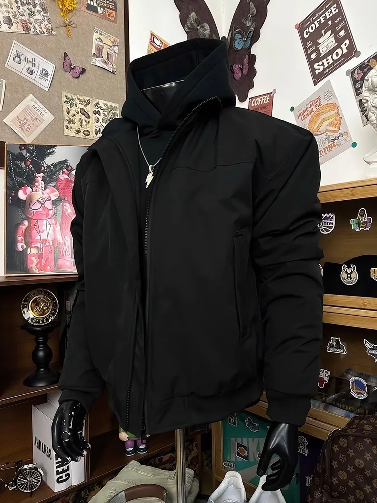 

Утепленная хлопковая куртка-бомбер в американском стиле для мужчин, зимнее пальто, водоотталкивающее, на молнии, повседневное, с подкладкой из полиэстера