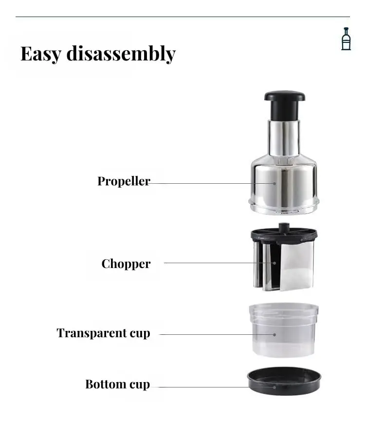 مفرمة خضروات يدوية، محضر طعام يدوي بدون جهد مع شفرات من الفولاذ المقاوم للصدأ للأعشاب الطازجة والخضروات #5